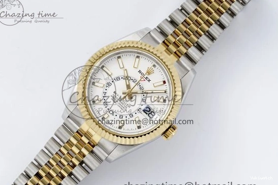 SS Jubilee on SS Best Noob Skydweller Dial White YG Edition A23J Bracelet YG 1230